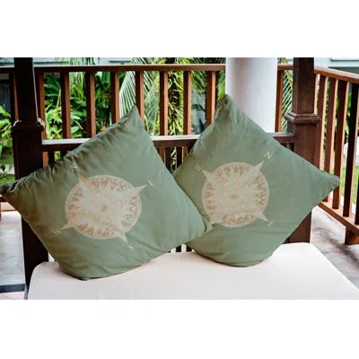 E By Design Compass Pillow Cover & Insert In Sage