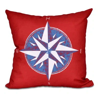 E By Design Compass Square Pillow Cover & Insert In Red