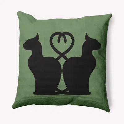 E By Design Conniving Cats Decorative Throw Pillow Square In Sage
