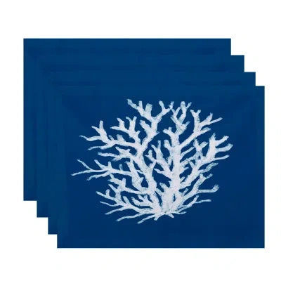 E By Design Coral Corral 4 Piece Placemat Set In Blue