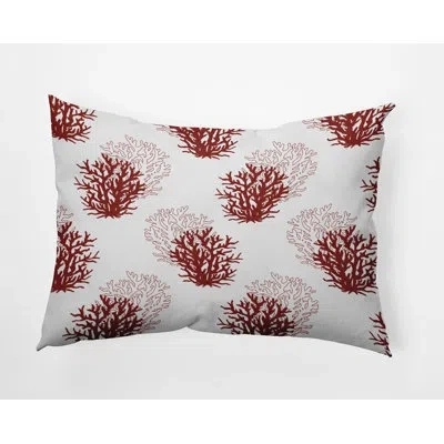 E By Design Coral Pattern Indoor/outdoor Lumbar Pillow In Red,white