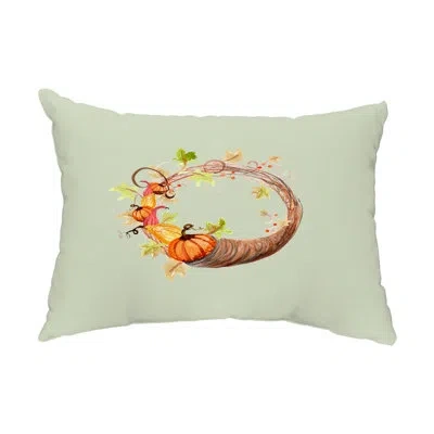 E By Design Cornucopia Wreath Outdoor Pillow Cover & Insert In Green