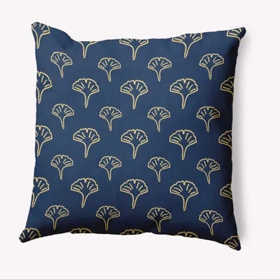 E By Design Cottage Ginko Indoor/outdoor Throw Pillow In Navy Floral