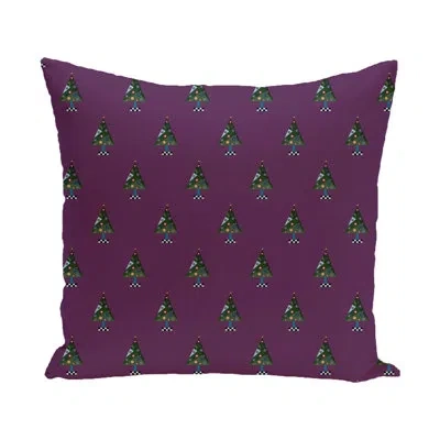 E By Design Crazy Christmas Decorative Holiday Square Pillow Cover & Insert In Purple