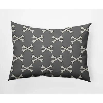 E By Design Cross Bones Indoor/outdoor Throw Pillow In Steel Gray