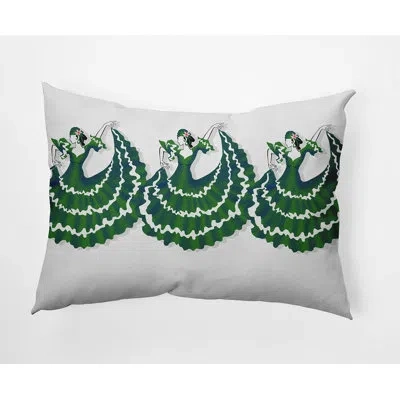 E By Design Cuban Dancer Lumbar Pillow In Green