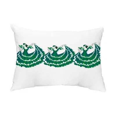 E By Design Cuban Dancers Outdoor Rectangular Pillow Cover & Insert In Green