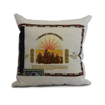 E By Design Cuban Flare Cigar Box Front Geometric Print Outdoor Square Pillow Cover & Insert In Navy Blue