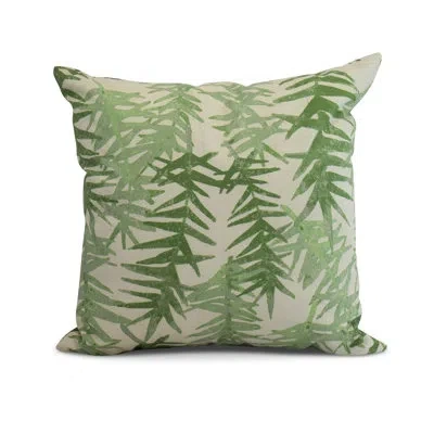 E By Design Cuban Flare Floral Print Outdoor Square Pillow Cover & Insert In Green