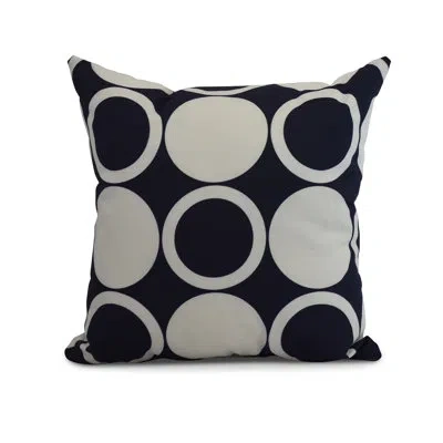 E By Design Cuban Flare Mod Circles Print Outdoor Square Pillow Cover & Insert In Navy Blue