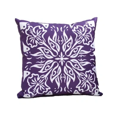 E By Design Cuban Flare Outdoor Square Pillow Cover & Insert In Purple
