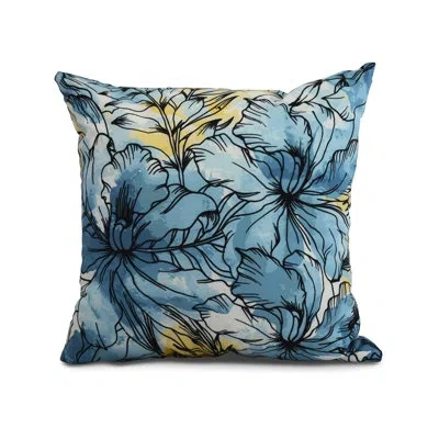 E By Design Cuban Flare Outdoor Square Pillow Cover & Insert In Teal