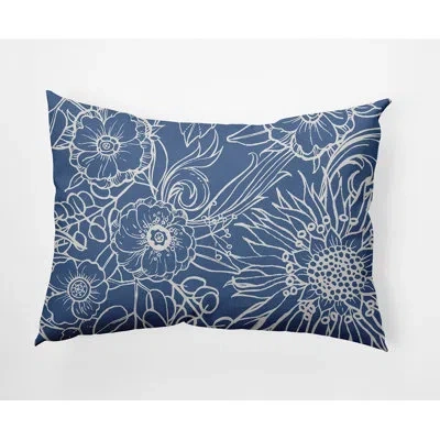 E By Design Cuban Flare Polyester Lumbar Rectangular Pillow Cover & Insert In Cadet Blue