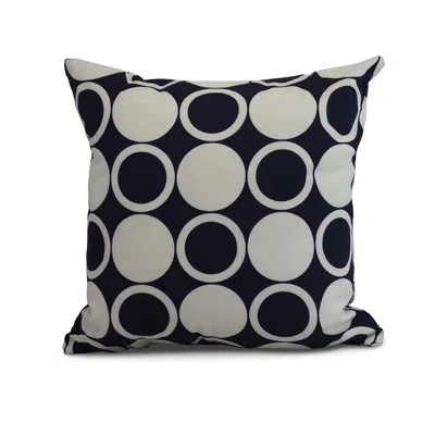 E By Design Cuban Flare Small Mod-circles Square Pillow Cover & Insert In Navy Blue
