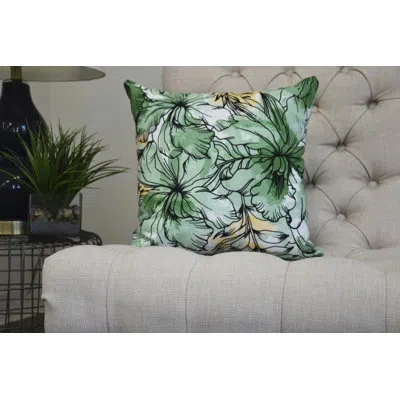 E By Design Cuban Flare Square Pillow Cover & Insert In Green