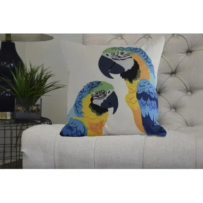 E By Design Cuban Flare Square Pillow Cover & Insert In Mid Blue