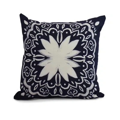 E By Design Cuban Flare Square Pillow Cover & Insert In Navy Blue
