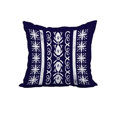 E By Design Cuban Square Cotton Pillow Cover And Insert In Navy Blue