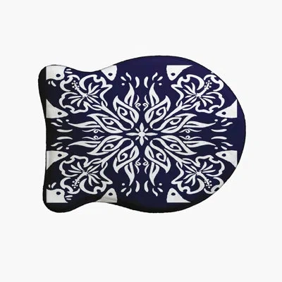 E By Design Cuban Tile Fish Shape Pet Feeding Placemat In Blue