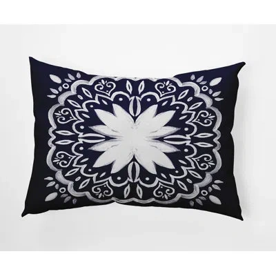 E By Design Cuban Tile Lumbar Pillow In Navy