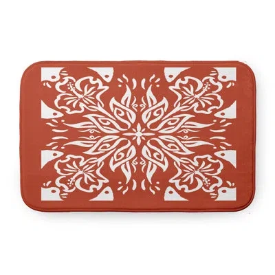E By Design Cuban Tile Pet Feeding Placemat In Orange