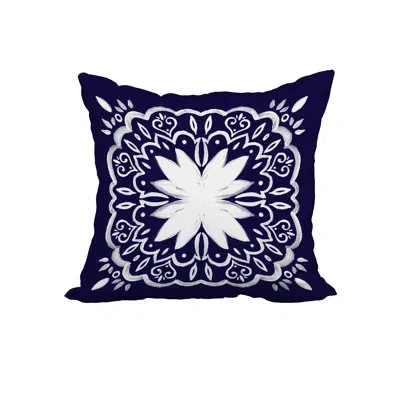 E By Design Cuban Tile Print Square Pillow Cover And Insert In Blue
