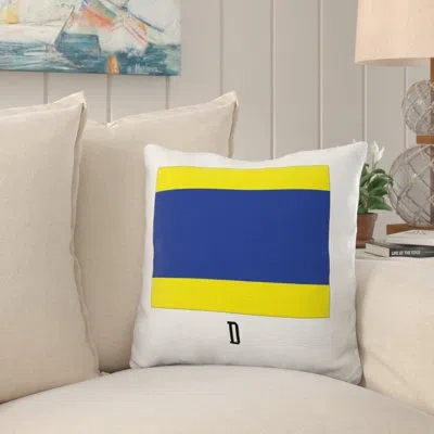 E By Design D Letter Print Square Cotton Pillow Cover & Insert