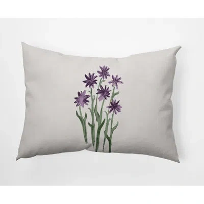 E By Design Daffodils Lumbar Pillow In Purple