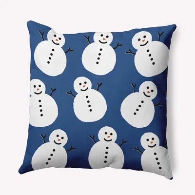 E By Design Dancing Snowmen Indoor/outdoor Pillow In Blue