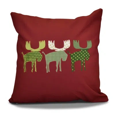 E By Design Decorative Holiday Animal Print Outdoor Square Pillow Cover & Insert In Cranberry