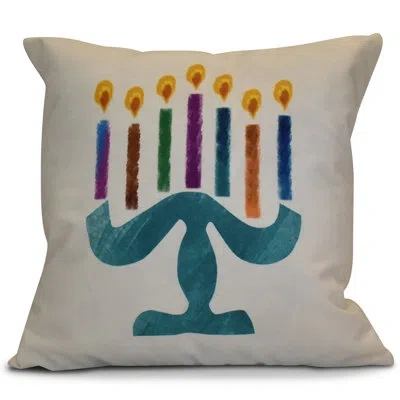 E By Design Decorative Holiday Geometric Outdoor Throw Pillow In Blue;ivory