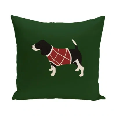 E By Design Decorative Holiday Print Square Pillow Cover & Insert In Green