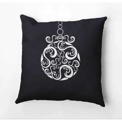 E By Design Decorative Holiday Print Square Pillow Cover & Insert In Navy Blue