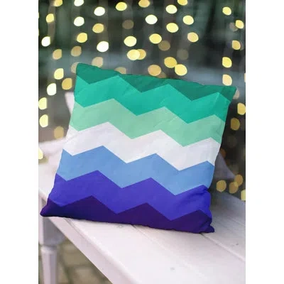 E By Design Demi Boy Chevron Decorative Throw Pillow In , Yes In Green,blue