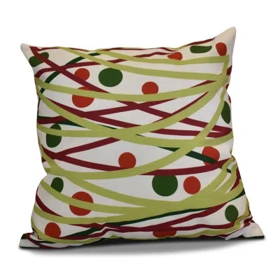 E By Design Doodle Decorations Square Pillow Cover & Insert In Green