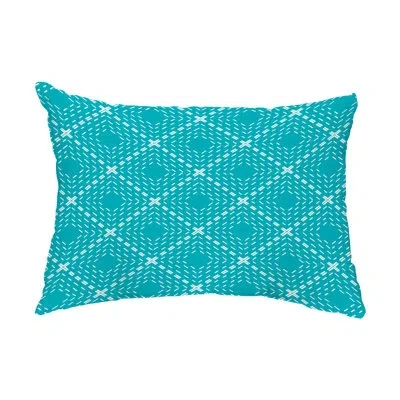 E By Design Dots And Dashes Outdoor Rectangular Pillow Cover & Insert In Aqua