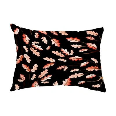 E By Design Eaton Wild Oak Leaves Outdoor Rectangular Pillow Cover And Insert In Black