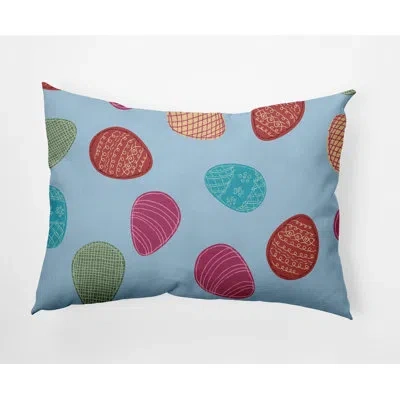 E By Design Egg Hunt Easter Decorative Rectangular Pillow Cover & Insert In After Rain Blue