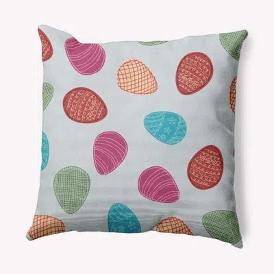 E By Design Egg Hunt Easter Decorative Square Pillow Cover & Insert In Etched Glass Gray