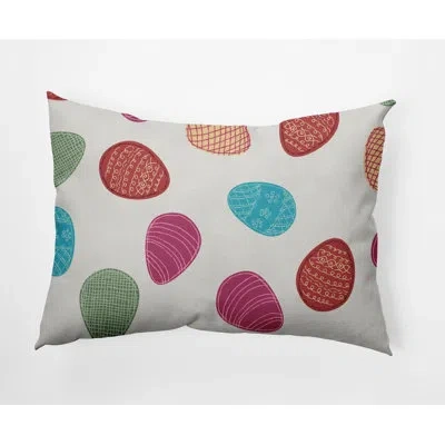 E By Design Egg Hunt Easter Outdoor Rectangular Pillow Cover & Insert In Whisper White