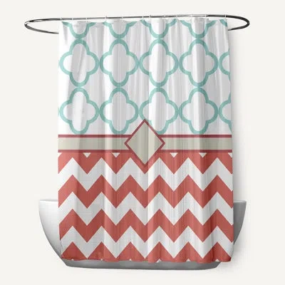 E By Design Express Line Geometric Print Single Shower Curtain In Seed