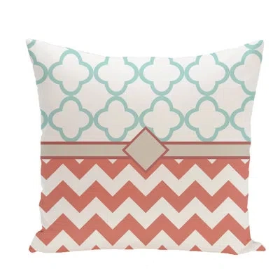 E By Design Express Square Pillow Cover & Insert In Blue-coral