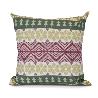 E By Design Fair Isle Square Pillow Cover & Insert In Green