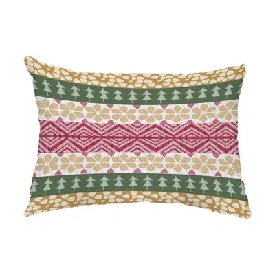 E By Design Fairisle Outdoor Rectangular Pillow Cover & Insert In Green