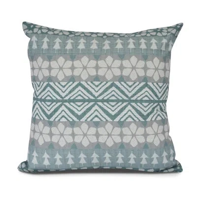 E By Design Fairisle Outdoor Square Pillow Cover & Insert In Teal