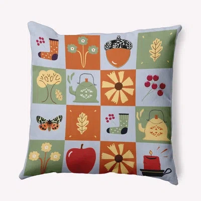 E By Design Fall Windows Indoor/outdoor Throw Pillow In Misty Blue