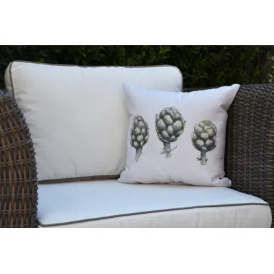 E By Design Farmers Market Artichoke Outdoor Square Pillow Cover & Insert In Green