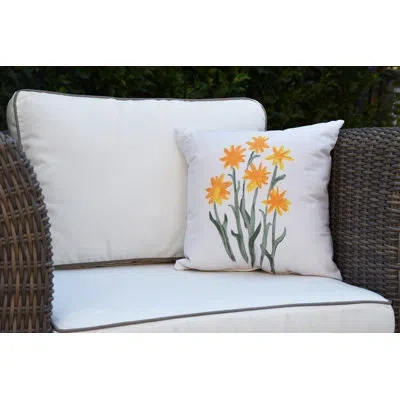 E By Design Farmers Market Daffodils Outdoor Square Pillow Cover & Insert In Yellow