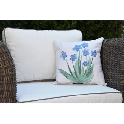 E By Design Farmers Market Pretty Little Flower Outdoor Square Pillow Cover & Insert In Light Blue