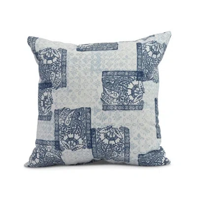 E By Design Farmers Market Square Pillow Cover & Insert In Navy Blue